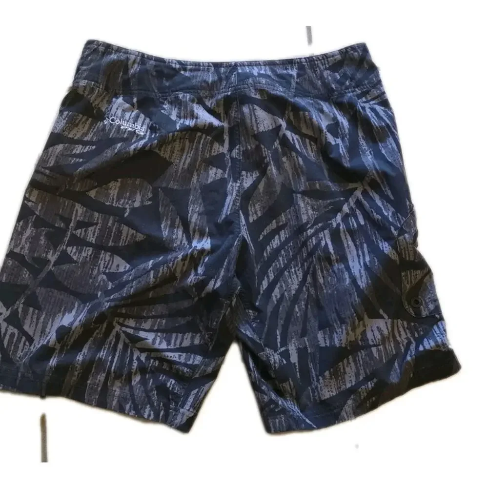 Columbia PFG Omni-Shield Board Shorts Mens 34 Black/Gray Tropical Print
